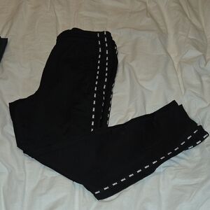 Black Track Pants with White Detailing And Piping
